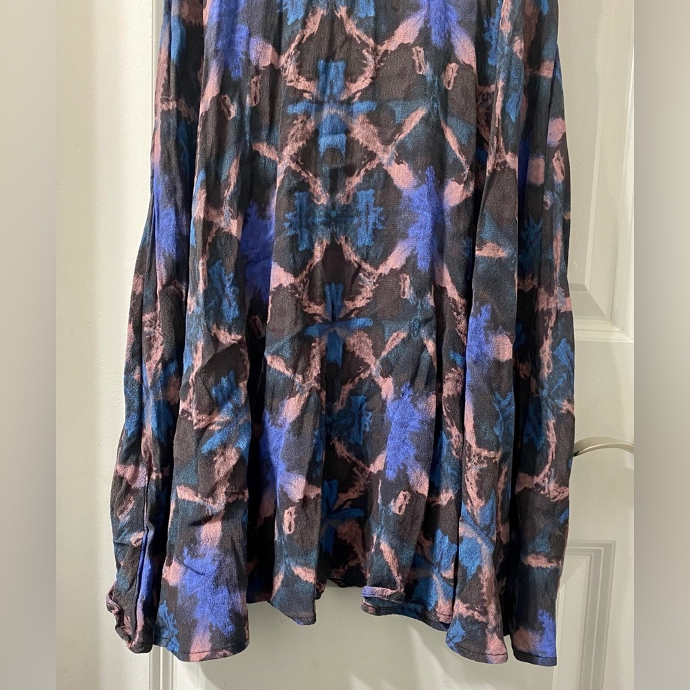 Free People Abstract Print Sleeveless Babydoll Mini Dress Size 8 - Picture 13 of 13